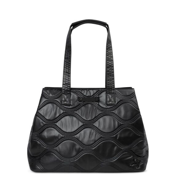 Lug Tempo Tote Bag Black Metallic Padded Handles RFID Cardholders Trolley Sleeve - Picture 1 of 15